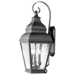Livex Lighting - Exeter Outdoor Wall Lantern, Black - Finished in charcoal with clear water glass, this outdoor wall lantern offers plenty of stylish illumination for your home's exterior.