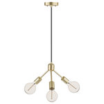 Novogratz x Globe Electric - Novogratz x Globe Wyatt 3-Light Gold Chandelier with Matte Black Cloth Cord - This stunning Wyatt Chandelier is perfect for a bedroom or living room and can only enhance your home. The soft gold finish highlights the open socket design and adds a playful feeling to your room. The open sockets let you choose what your light should look like - try a vintage Edison bulb to play up a vintage look or use a designer bulb to create a unique chandelier worthy of your space. Decorate with the Novogratz and Globe Electric - lighting made easy.