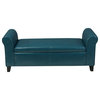 GDF Studio Hayes Contemporary Upholstered Storage Ottoman Bench with Rolled Arms, Teal