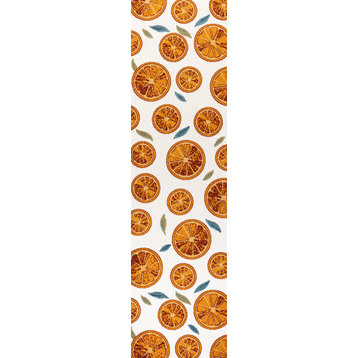Aranciata Citrus Slice High-Low Indoor/Outdoor Area Rug, Orange/Cream, 2 X 8