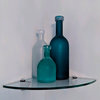Floating Glass Shelf (Corner) 10x10 inch w/ Chrome Brackets-Clear Glass