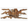 Teak Wood Root Dining Table With Glass Top, 87x43"