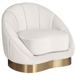 Meridian Furniture - Shelly Velvet Upholstered Chair, Cream - Unwind and rest when you'rere seated on this Shelly velvet chair featuring soft cream velvet upholstery. This lovely piece is just the thing to inject drama into your space whether used on its own or in combination with other items in the Shelly collection. The unique shell shape immediately commands attention, and the brushed gold stainless steel base cements the base in contemporary panache.