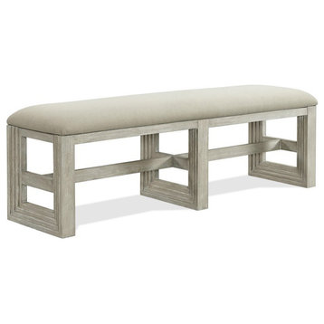 Riverside Furniture Cascade Upholstered Wood Dining Bench in Dovetail Gray
