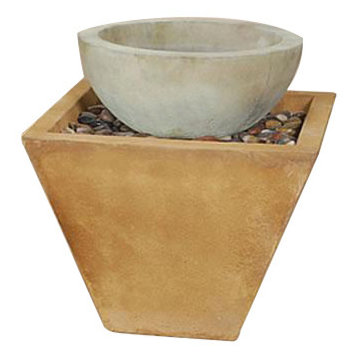 Prima Outdoor Cast Stone Garden Bowl Fountain, Spanish Clay (SC)
