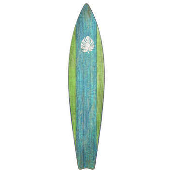 Rustic Aqua and Green Surfboard Wall D'cor
