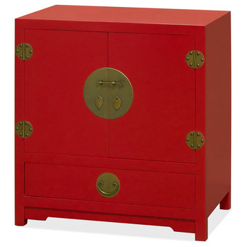 Red Elmwood Ming Vanity Cabinet, With Bowl and Faucet