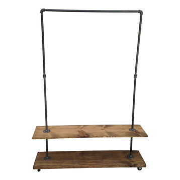 Bronx III - Urban Industial Garment Rack with Bottom Shelf