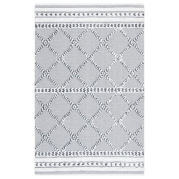 Contemporary Area Rug, Unique Textured Geometric Pattern, Gray/Ivory, 8' X 10'