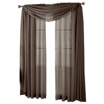 Royal Tradition - Abri Single Rod Pocket Sheer Curtain Panel, Chocolate, 50"x84" - Want your privacy but need sunlight? These crushed sheer panels can keep nosy neighbors from looking inside your rooms, while the sunlight shines through gracefully. Add an elusive touch of color to any room with these lovely panels and scarves. Sheers enhance the beauty of windows without covering them up, and dress up the windows without weighting them down. And this crushed sheer curtain in its many different colors brings full-length focus to your windows with an easy-on-the-eye color.
