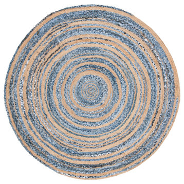 Safavieh Cape Cod Collection CAP209 Rug, Blue/Natural, 5' Round