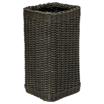 Wicker Umbrella Stand With Water Catch