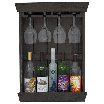 Farmhouse 5-Bottle Wine Shadow Box, Black