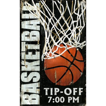 Basketball Room Vintage Wooden Sign, 15"x26"