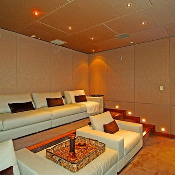 9342 Sierra Mar Hollywood Hills modern home theater with luxury seating
