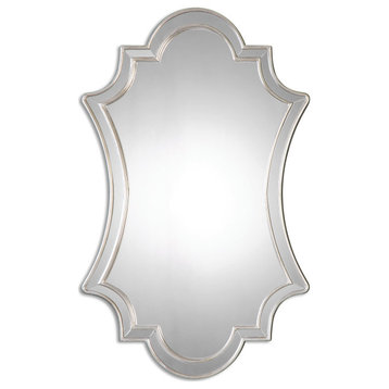 Elara Wall Mirror, Antiqued Silver