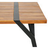 Pepple Outdoor Acacia Wood Dining Table, Teak and Black