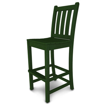 Polywood Traditional Garden Bar Side Chair, Green