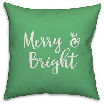 May Your Days Be Merry & Bright, Light Green 18x18 Throw Pillow Cover