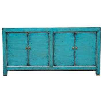 Asian Teal Blue Painted Sideboard