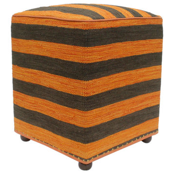 Rustic Zimmerma Handmade Kilim Upholstered Ottoman
