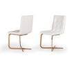 Modrest Haslet Modern White and Rosegold Dining Chairs, Set of 2