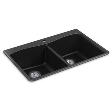 Kohler Kennon Neoroc Top-/Under-Mount Double-Equal Kitchen Sink, Matte Black