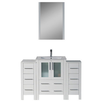 Sydney 48" Vanity Set With Double Side Cabinets, Glossy White
