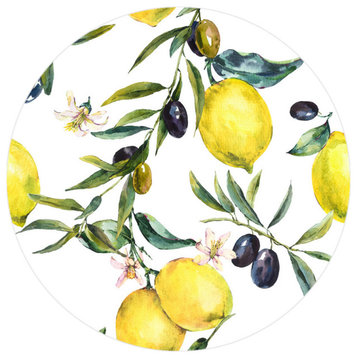 Designart Lemon and Olive Branches II Tropical Metal Circle Wall Art, 36"