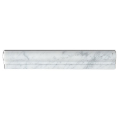 12"x2"Carrara White Marble Moulding, Chair Rail Moulding, Polished, Set of 10