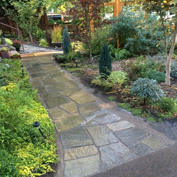 Aspen Creek Flagstone Walks with Cedar Frame Wire Grird Fence