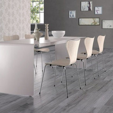 Wood-look tiles with auto-leveling technolgy
