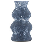 Currey & Company - Phonecian Blue Large Vase - The Phonecian Blue Large Vase is made of terracotta in navy blue and white. The runnels of these contrasting tones make this blue vase a textural wonder. Pair it with the Phonecian Blue Small Vase for a double dose of ancient charm. We also offer the Phonecian in tan.