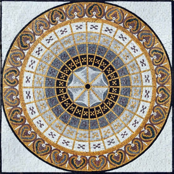 Geometric Mosaic, Floral Dimension, 24"x24"
