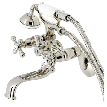 KS226PN Wall Mount Tub Faucet With Hand Shower, Polished Nickel