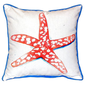 Betsy Drake Coral Starfish Small Indoor/Outdoor Pillow 12x12
