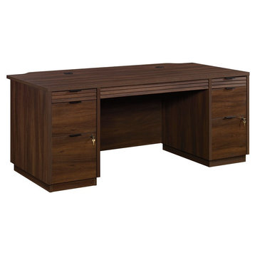Sauder Palo Alto 72" Wooden Double Pedestal Excutive Desk in Spiced Mahogany