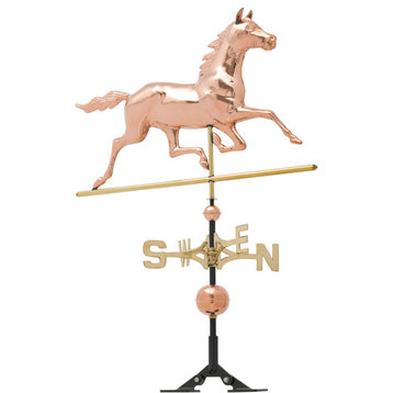 34"L x 3"W x 40"H Copper Horse Classic Directions Weathervane, Polished