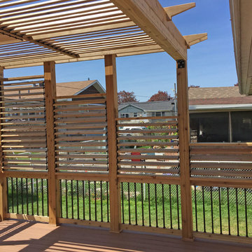 Trex Transcend Tiki Torch Deck With Western Red Cedar Pergola & Privacy Screen