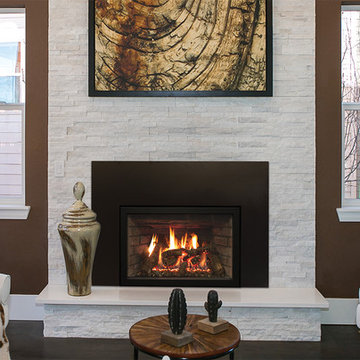 Traditional Fireplace in White Hearth - American Hearth