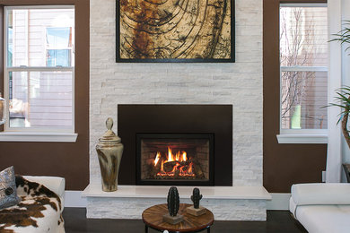 Traditional Fireplace in White Hearth - American Hearth