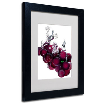 'Grapes Splash II' Matted Framed Canvas Art by Roderick Stevens