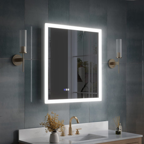 Recessed/Surface Mount LED Medicine Cabinet with 3X Magnifier Glass, 30"x32"