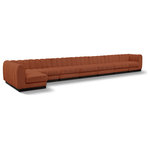 Meridian Furniture - Quinn Chenille Upholstered 8-Piece L-Shaped Modular Sectional, Cognac - The Quinn Modular Sectional is a stunning piece crafted in a rich and luxurious cognac chenille fabric. Its awe-inspiring design and exceptional quality make it a perfect addition to any space, whether it's a living room, bedroom, or office. The sectional's plush cushioning and sturdy frame provide both comfort and durability, ensuring that it will be a favorite for years to come. Whether you're looking for a statement piece or simply a comfortable seating option, the Quinn sectional is an excellent choice.