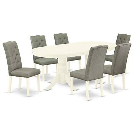 East West Furniture Vancouver 7-piece Wood Kitchen Set in Linen White