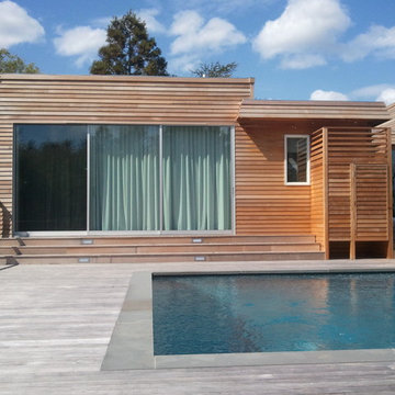 Contemporary with Wood Decking Throughout