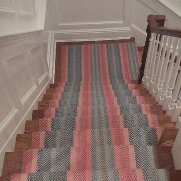 Chevron Colorful Staircase Carpet Installation