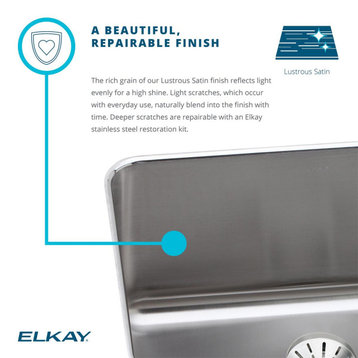 ELUH1511 Asana Stainless Steel 18" x 14" Undermount Bathroom Sink