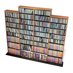 Prepac Quad Width CD DVD Media Storage Wall Unit in Oak and Black - Media Racks And Towers