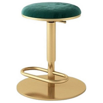 Luxury Round Rotating and Lifting Bar Stool without Backrest, Green, H17.7-23.6"